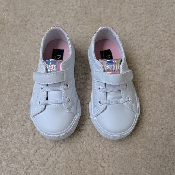 NWOT Polo Ralph Lauren white / Iridescent shoes - Picture 2 of 5